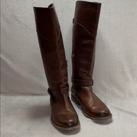 Frye Shoes - FRYE 76844 Phillip Harness Tall Brown Leather Boot